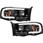 Dodge RAM Projector Headlights  w/ Ultra High Power Smooth OLED HALOS and DRL - Smoked / Black