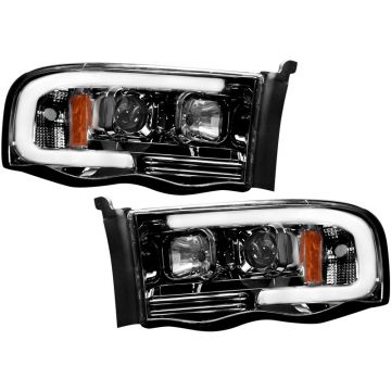 Dodge RAM Projector Headlights  w/ Ultra High Power Smooth OLED HALOS and DRL - Smoked / Black