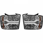Chevrolet Silverado Projector Headlights w/ Ultra High Power Smooth OLED HALOS and DRL - Clear / Chr