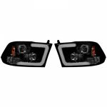 Dodge RAM Projector Headlights w/ Ultra High Power Smooth OLED HALOS and DRL - Smoked / Black