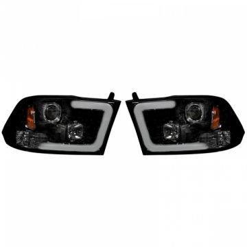 Dodge RAM Projector Headlights w/ Ultra High Power Smooth OLED HALOS and DRL - Smoked / Black