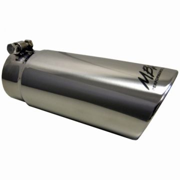 MBRP T304 Stainless Tip, 4" OD Angled Rolled End, 3.5" Inlet, 10" length,