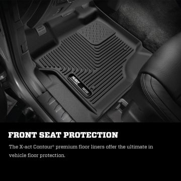 X-ACT Contour Front And 2nd Seat Floor Liners 17-20 Ford Super Duty Crew Cab Black Husky Liners