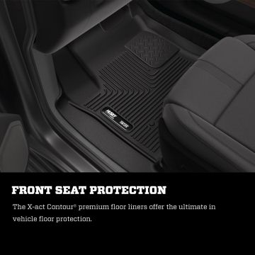 X-ACT Contour Front And 2nd Seat Floor Liners 09-18 Dodge Ram Crew Cab Black Husky Liners