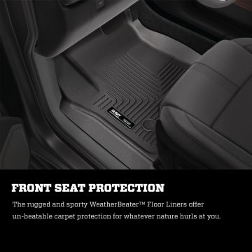 Front & 2nd Seat Floor Liners 19-20 Chevrolet Silverado Crew Cab Black Husky Liners