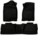 Husky Floor Liners Front & 2nd Row 07-14 Silverado No Manual Shifter (Footwell Coverage) -Black