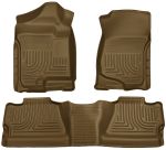Husky Floor Liners Front & 2nd Row 07-14 Silverado No Manual Shifter (Footwell Coverage) -Tan