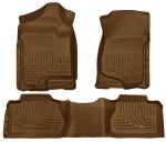 Husky Floor Liners Front & 2nd Row 07-13 Silverado No Manual Shifter (Footwell Coverage) -Tan