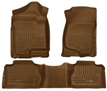 Husky Floor Liners Front & 2nd Row 07-13 Silverado No Manual Shifter (Footwell Coverage) -Tan