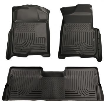 Husky Floor Liners Front & 2nd Row 09-14 F-150 SuperCrew  (Footwell Coverage) -Black