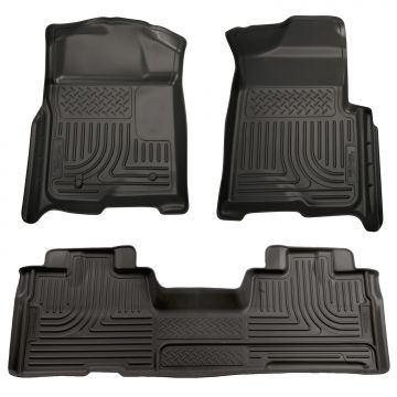 Husky Floor Liners Front & 2nd Row 09-14 F-150 SuperCab  (Footwell Coverage) -Black
