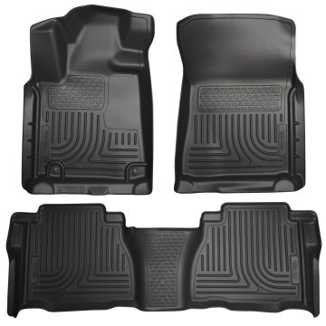 Husky Floor Liners Front & 2nd Row 10-11 Tundra Dbl/CrewMax Models (Footwell Coverage) -Black