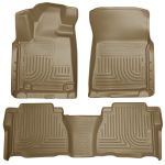 Husky Floor Liners Front & 2nd Row 10-11 Tundra Dbl/CrewMax Models (Footwell Coverage) -Tan