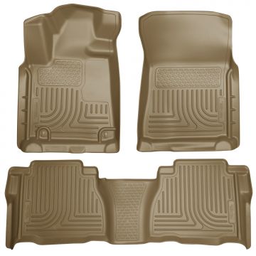 Husky Floor Liners Front & 2nd Row 10-11 Tundra Dbl/CrewMax Models (Footwell Coverage) -Tan