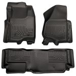 Husky Floor Liners Front & 2nd Row 11-12 F Series Super Duty Super Cab (Footwell Coverage) -Black