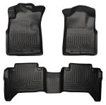 Husky Floor Liners Front & 2nd Row 05-15 Toyota Tacoma Dbl Cab (Footwell Coverage) -Black