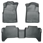 Husky Floor Liners Front & 2nd Row 05-15 Toyota Tacoma Dbl Cab (Footwell Coverage) -Grey