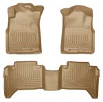 Husky Floor Liners Front & 2nd Row 05-15 Toyota Tacoma Dbl Cab (Footwell Coverage) -Tan