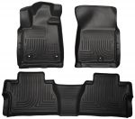 Husky Floor Liners Front & 2nd Row 14-15 Toyota Tundra Dbl Cab (Footwell Coverage) -Black