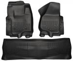 Husky Floor Liners Front & 2nd Row 12-15 F Series Super Duty Crew Cab (Footwell Coverage) -Black
