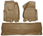 Husky Floor Liners Front & 2nd Row 12-15 F Series Super Duty Crew Cab (Footwell Coverage) -Tan