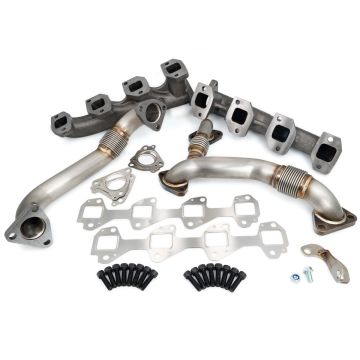 High Flow Exhaust Manifolds and Up-Pipes Kit - 2002-2004 GM 6.6L LB7 California Emissions - Raw