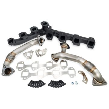 High Flow Exhaust Manifolds and Up-Pipes Kit - 2006-2007 GM 6.6L LBZ California Emissions - Black